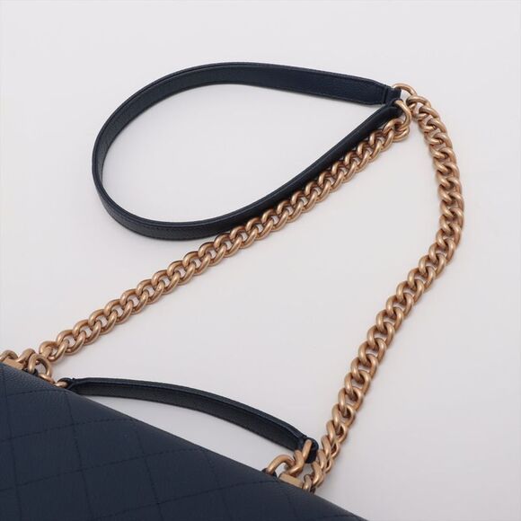 Chanel Matelasse Caviar Skin 2 Way Handbag Blue Gold Metal Fittings - Picture 5 of 6